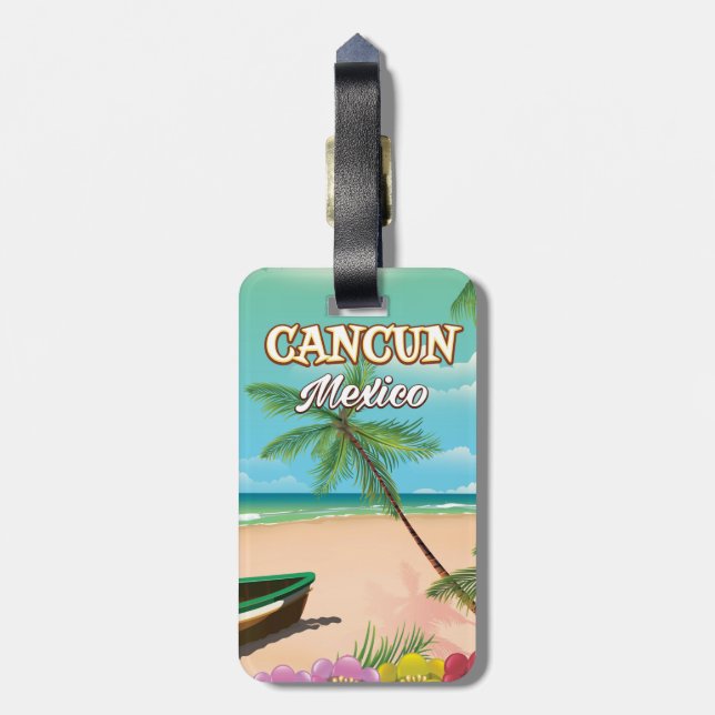 Cancun Mexico beach poster Luggage Tag (Back Vertical)