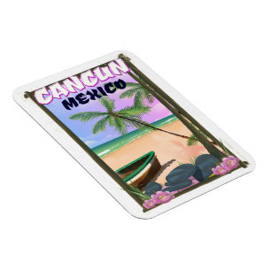 Cancun Mexico beach poster. Magnet