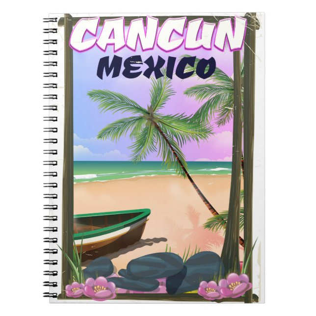 Cancun Mexico beach poster. Notebook (Front)