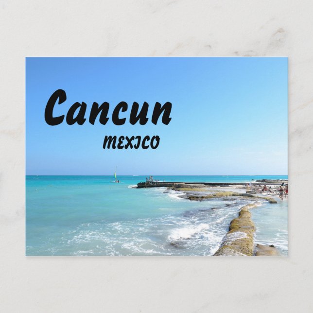 Cancun Mexico Beach Resort Clear Ocean Water Postcard (Front)