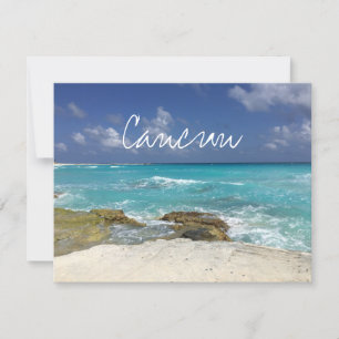 Cancun Mexico Beach Rocky Ocean Waves Card