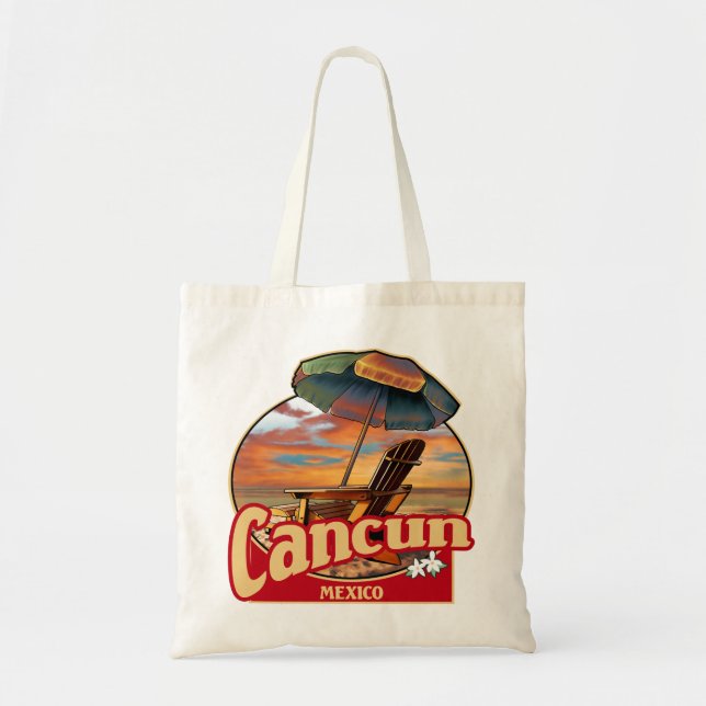 Cancun Mexico Beach Scene Design Tote Bag (Front)