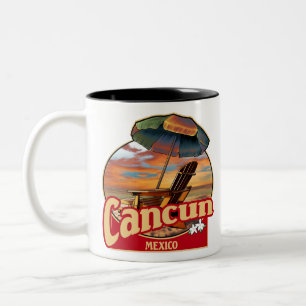 Cancun Mexico Beach Scene Design Two-Tone Coffee Mug