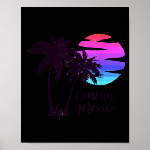 Cancun Mexico Beach Summer Vacation Palm Trees Poster
