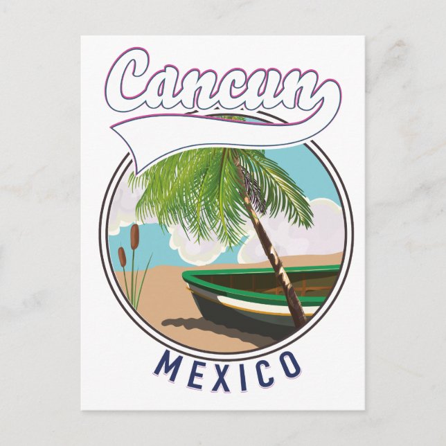 Cancun Mexico Beach travel logo Invitation Postcard (Front)