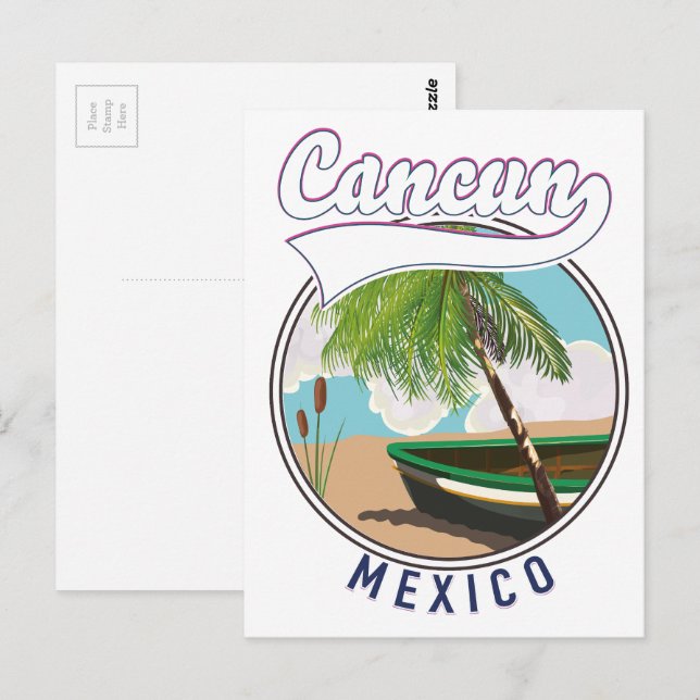 Cancun Mexico Beach travel logo Postcard (Front/Back)