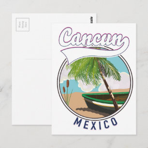 Cancun Mexico Beach travel logo Postcard