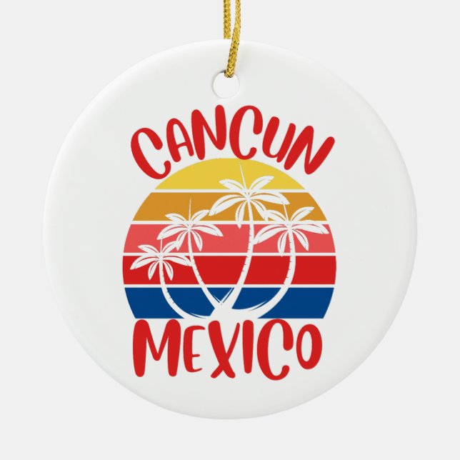 Cancun, Mexico Ceramic Tree Decoration (Front)