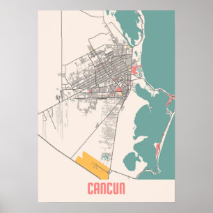 Cancun - Mexico Chalk City Map Poster