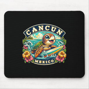 Cancun Mexico Cute Sea Turtle Surfing Mouse Mat