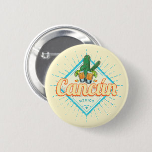 Cancun Mexico Dancing Cactus Vintage Tequila 6 Cm Round Badge