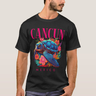 Cancun Mexico Floral Beach Turtle Souvenir  T-Shirt