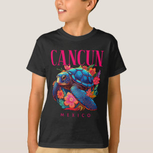 Cancun Mexico Floral Beach Turtle Souvenir T-Shirt