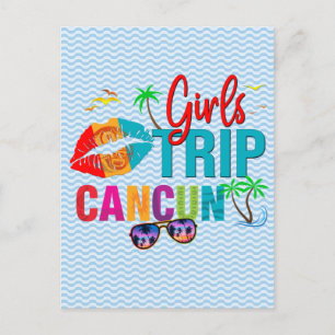 Cancun Mexico Girls Trip Colourful Postcard