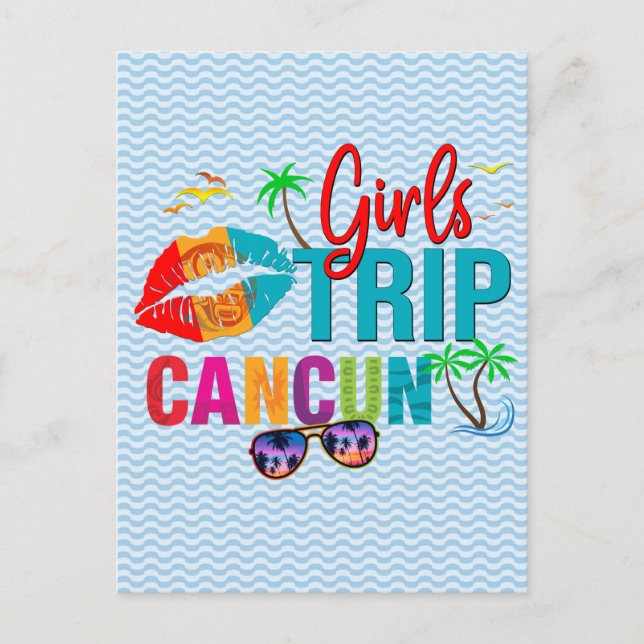 Cancun Mexico Girls Trip Colourful Postcard (Front)