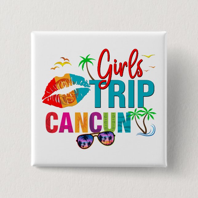 Cancun Mexico Girls Trip Colourful Vacations 15 Cm Square Badge (Front)