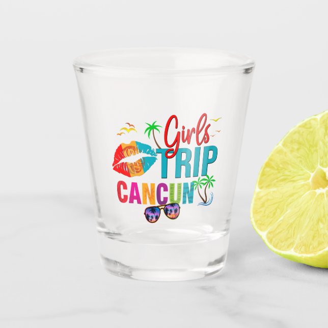 Cancun Mexico Girls Trip Colourful Vacations  Shot Glass (Front)