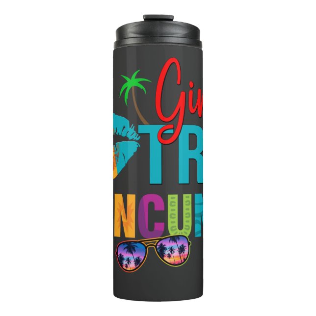 Cancun Mexico Girls Trip Colourful Vacations  Thermal Tumbler (Front)