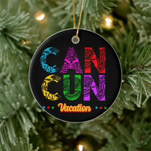 Cancun Mexico Group Vacation Adventure  Ceramic Tree Decoration