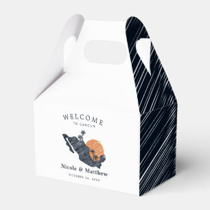 Cancun Mexico Map Navy Minimalist Wedding Welcome Favour Box