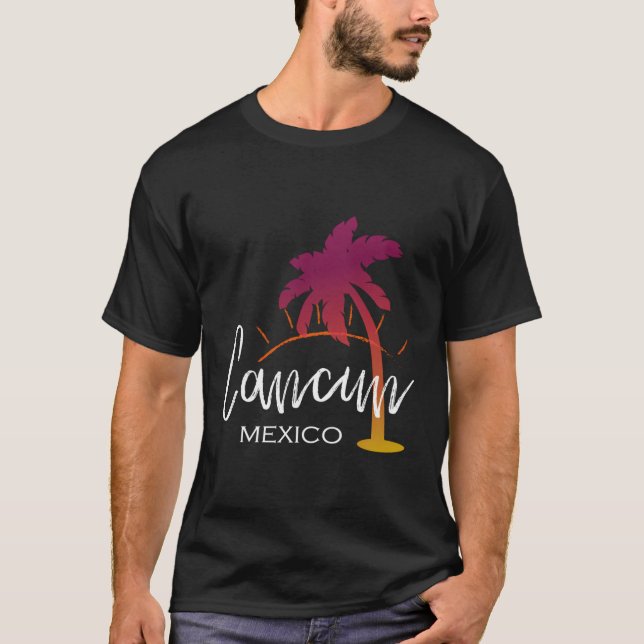 Cancun Mexico Palm Tree Beach T-Shirt (Front)