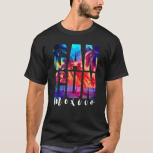 Cancun Mexico Palm Tree Sunset Beach Summer Vacati T-Shirt