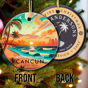 Cancún Mexico Palm Tree Vintage Travel Souvenir Ceramic Tree Decoration