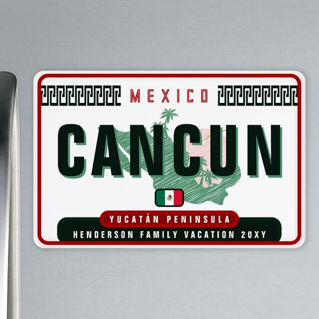 Cancún Mexico Palm Tree Vintage Travel Souvenir Magnet (Creator Uploaded)