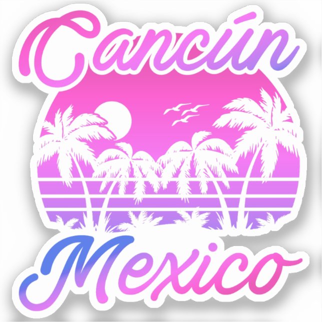 Cancun Mexico Palm Trees Retro Travel Souvenirs (Front)