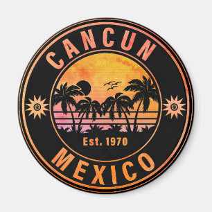 Cancun Mexico Palm Trees Vintage Travel Souvenirs Magnet