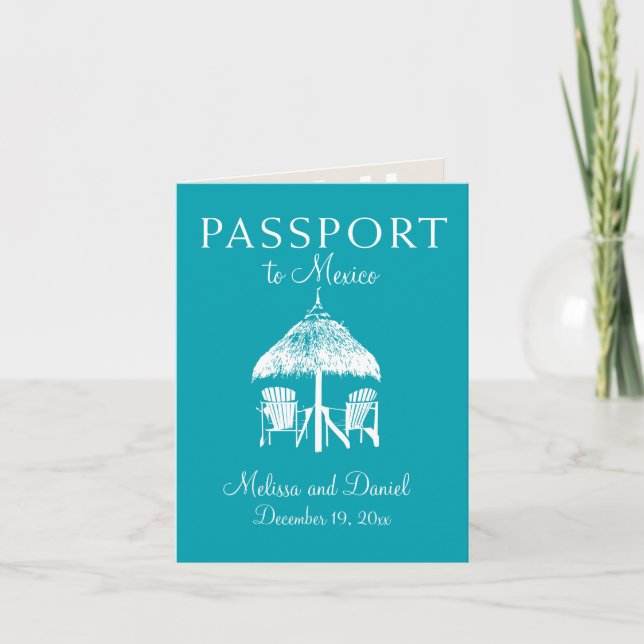 Cancun Mexico Passport Save the Date Announcement (Front)