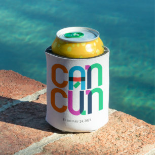 Cancun Mexico Pop Art Personalised Can Cooler