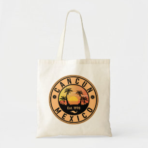 Cancun Mexico Retro Sunset Vintage Travel Souvenir Tote Bag