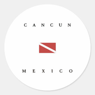 Cancun Mexico Scuba Dive Flag Classic Round Sticker