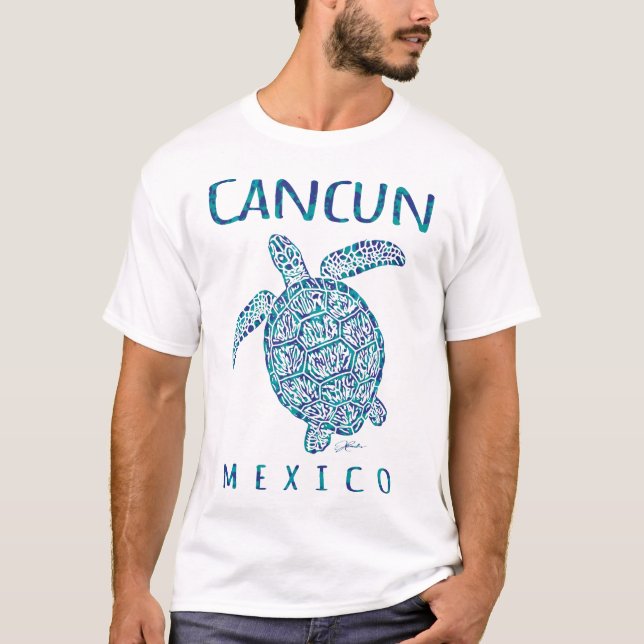 Cancun Mexico Sea Turtle Beach T-Shirt (Front)