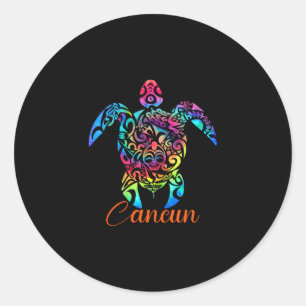 Cancun Mexico Sea Turtle Beach Vacay Trip Tie Dye Classic Round Sticker
