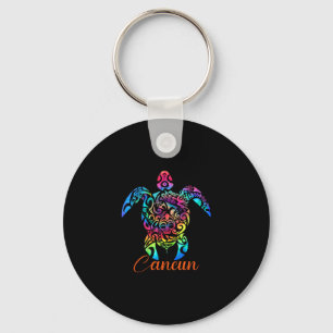 Cancun Mexico Sea Turtle Beach Vacay Trip Tie Dye Key Ring