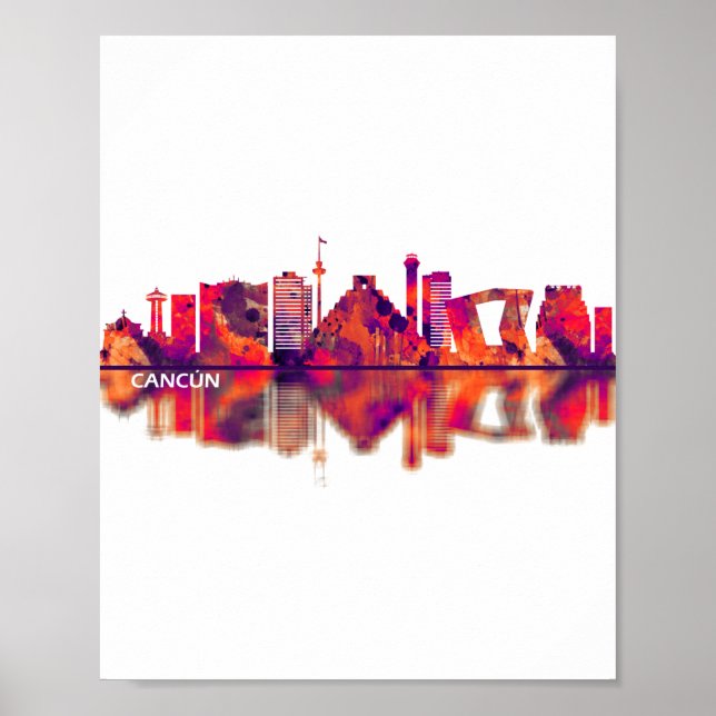 Cancun Mexico Skyline Poster (Front)