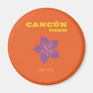 Cancun, Mexico, Travel Art, Tropical Art, Orange Magnet