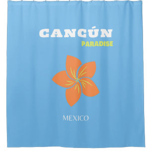 Cancun, Mexico, Tropical Art, Travel Art, Preppy Shower Curtain
