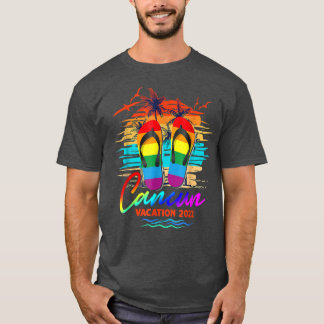 Cancun Mexico Vacation 2022 Flip Flop LGBT Summer  T-Shirt