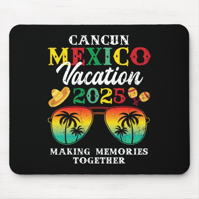 Cancun Mexico Vacation 2025 Trip Beach Matching Fa Mouse Mat (Front)