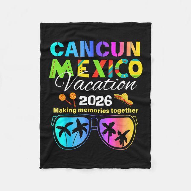 Cancun Mexico Vacation Beach 2026 Trip Group Squad Fleece Blanket (Front)