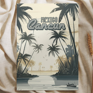 Cancun Mexico Vintage beach travel Poster