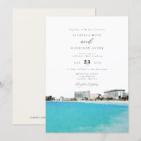CANCUN Mexico Watercolor Skyline Wedding