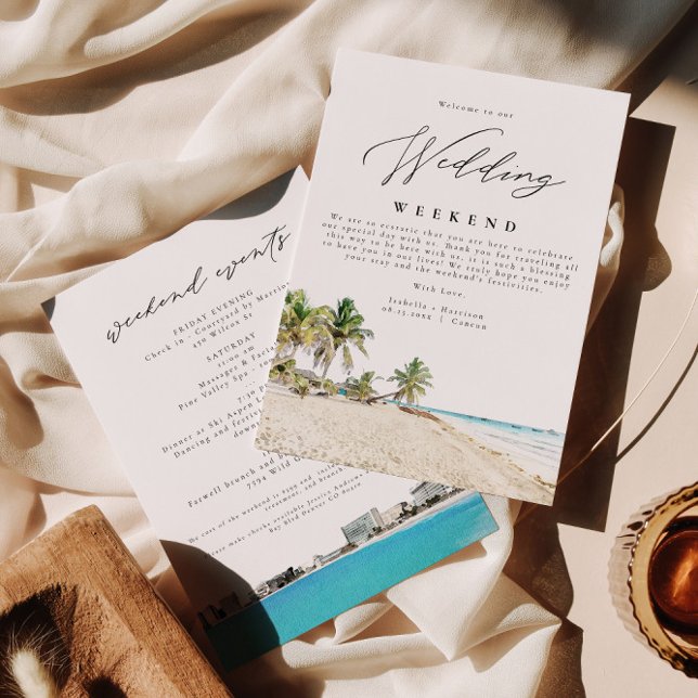 CANCUN Mexico Wedding Weekend Welcome Itinerary Invitation (Creator Uploaded)