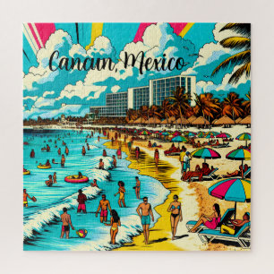 Cancun, Mexico with a Pop Art Vibe Jigsaw Puzzle