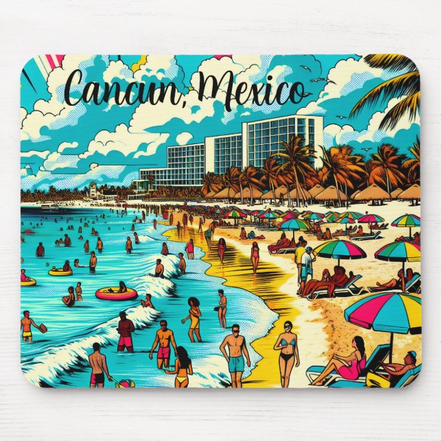 Cancun, Mexico with a Pop Art Vibe Mouse Mat (Front)