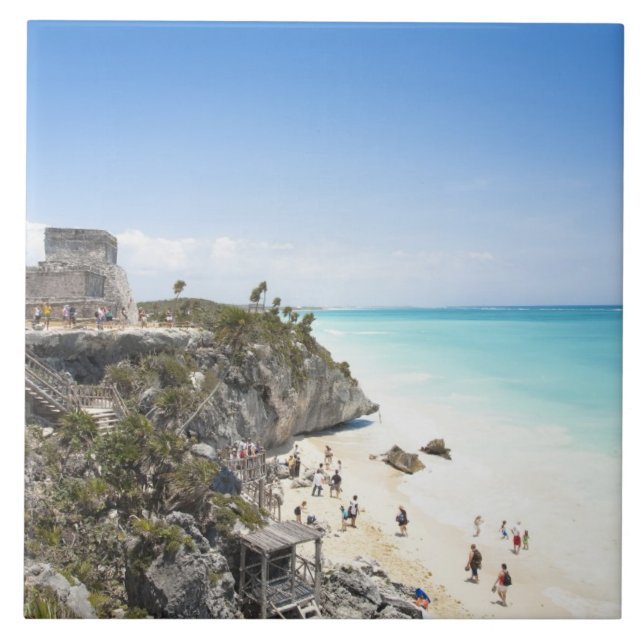 Cancun, Quintana Roo, Mexico - Ruins on a hill Tile (Front)