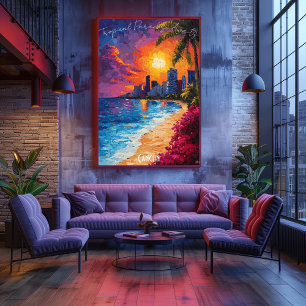 Cancún Skyline Poster – Vibrant Mexican Beach Art